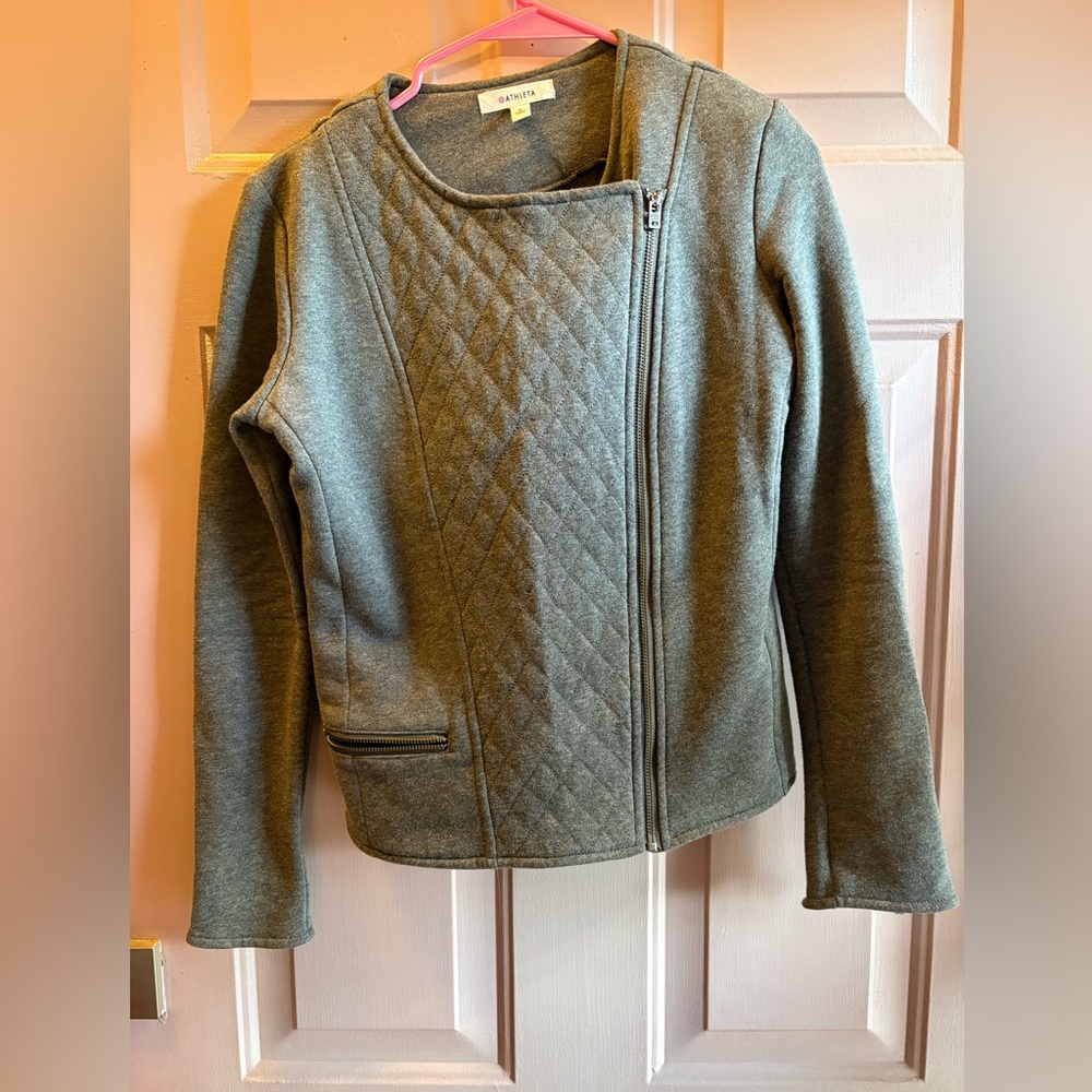 Athleta Women's Gray Belvedere Quilted Bomber Jacket